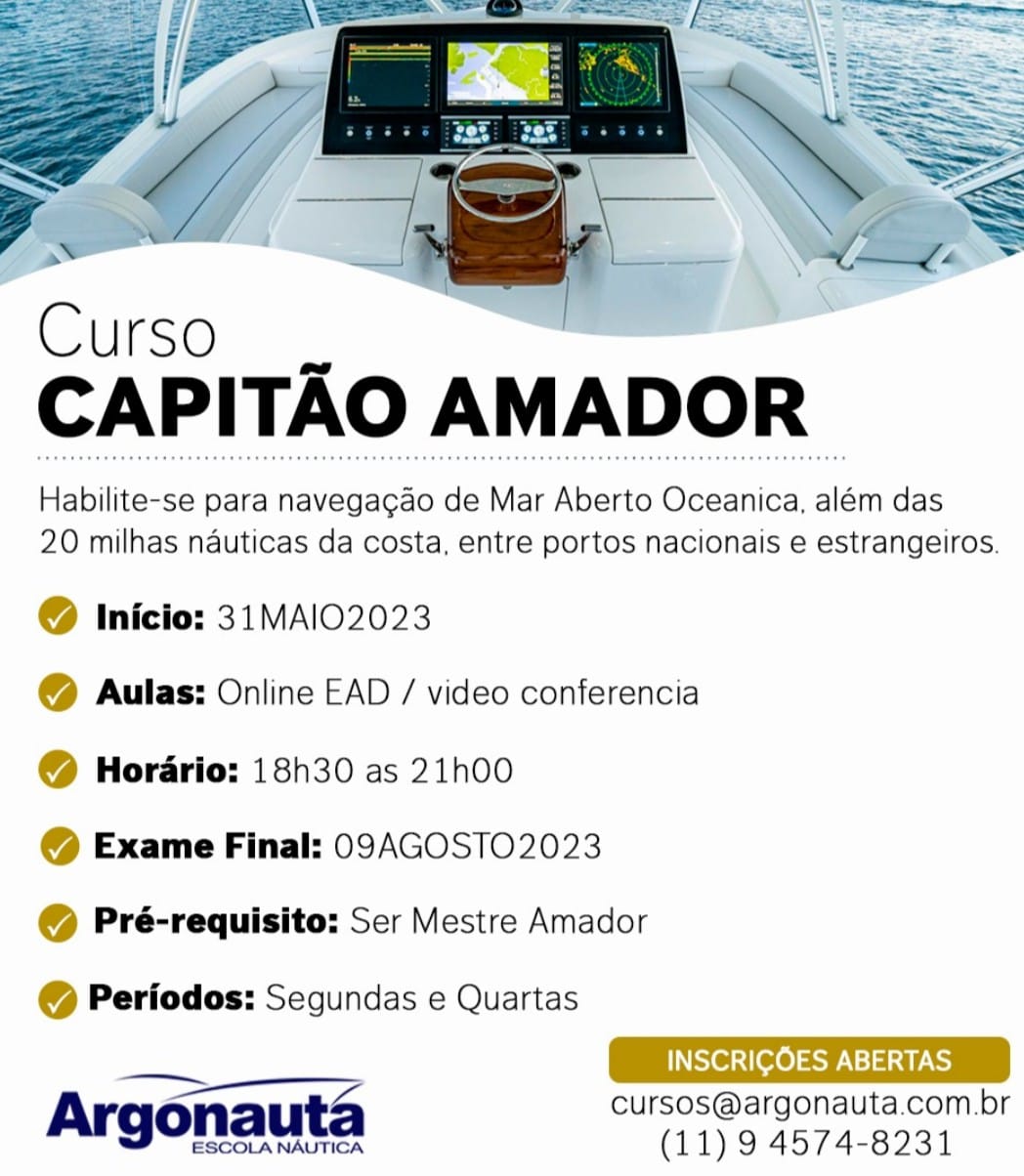 Curso com vagas abertas para capitão amador