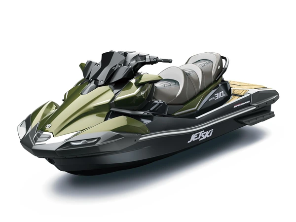 Jet ski Kawasaki Ultra 310LX verde em fundo branco