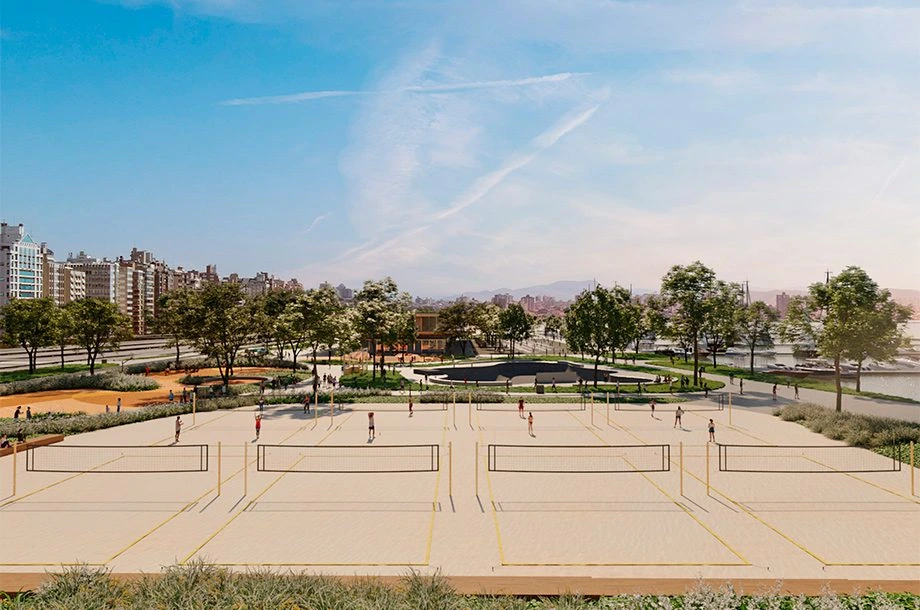 Projeção das quadras esportivas do Parque Urbano Beira-Mar Norte