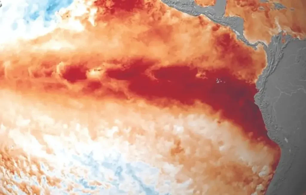 El Niño no Pacífico influencia a temperatura dos oceanos.